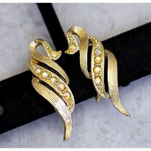 Vintage Royalty Serpent Rhinestones Clip On Earrings - CK1